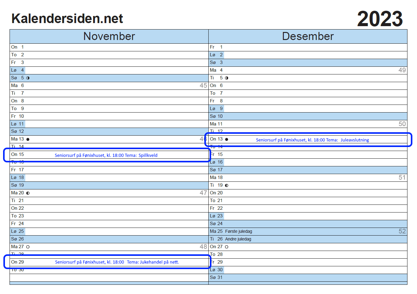 kalender november og desember 2023