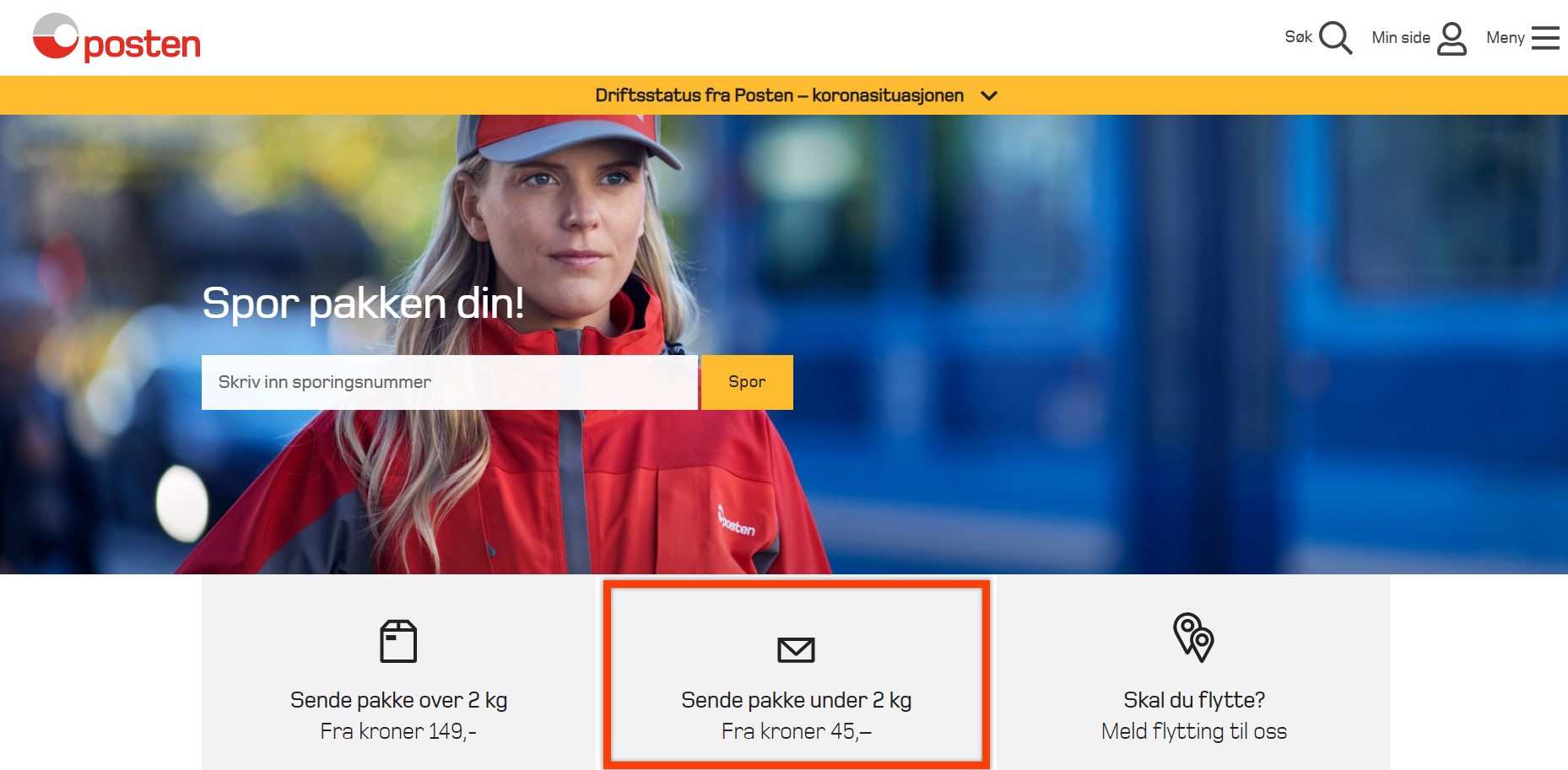 Sende pakke under 2 kg