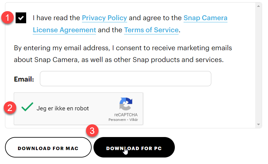 Hak av på rett sted