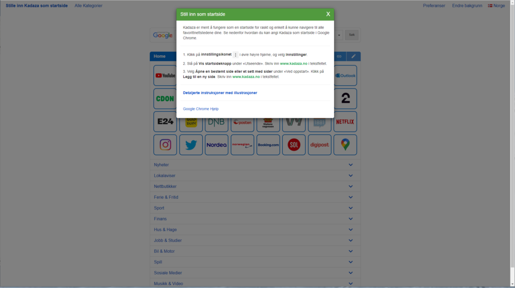 Skjermbilde fra Kadaza.no