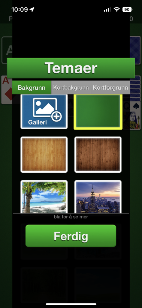 Skjermbilde av temaer i Kabal