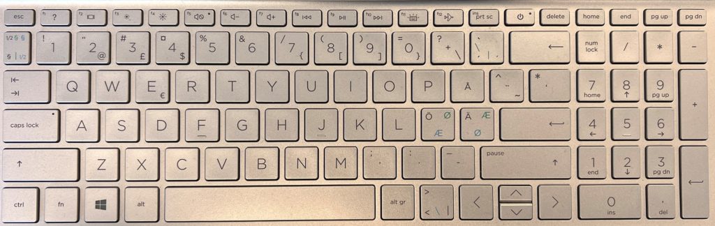 Tastatur med numerisk tastatur