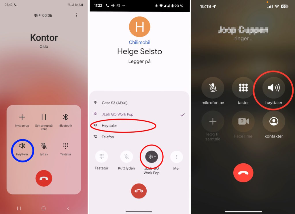Bilde av tre mobilskjermer