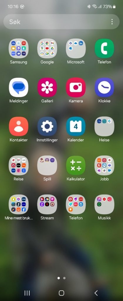 Skjermbilde Androidskjerm