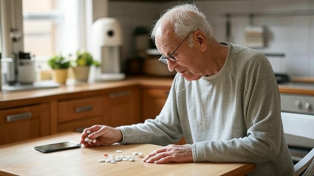Senior med mange piller