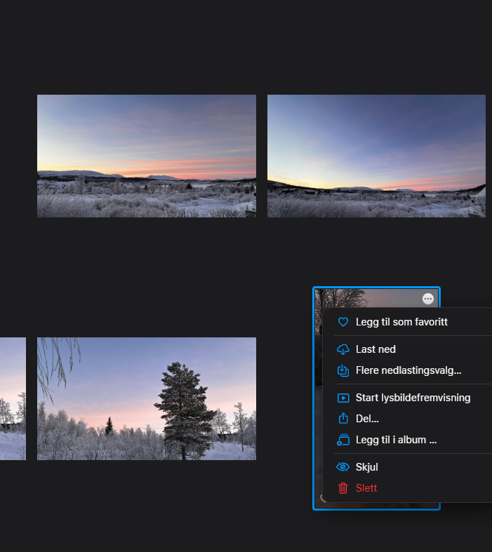 Utdrag av skjerm, iCloud på PC